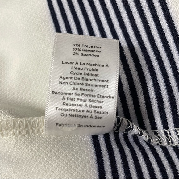 Talbots Striped Sheath Dress Ruffle Sleeve Navy and Cream Size 8 - Picture 9 of 9